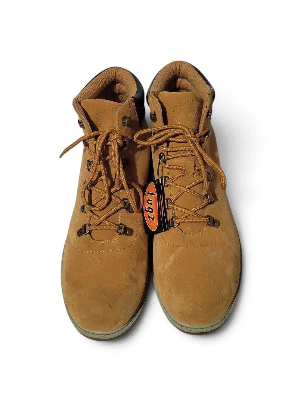 Lugz Men's Tan Nubuck Work Boots with Black Collar